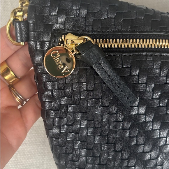 Clare V Fanny Black Woven Zigzag Crossbody Bag - Picture 5 of 7